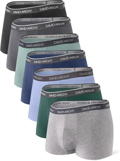 DAVID ARCHY Mens Trunks Underwear Soft Breathable Rayon Made from Bamboo Trunk No Fly Pouch