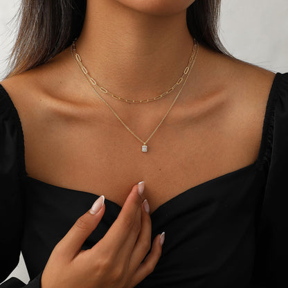 Coshilta Layered Gold Necklaces for Women, 14K Plated Gold Sterling Silver Plated Dainty Pendant Necklace Set with Cubic Zirconia,Stackable Chain Choker,Trendy Personalized Jewelry Gift Non Tarnish