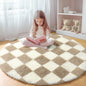 KICMOR Navy Blue and Cream White Rugs for Living Room, 4x6 Fluffy Fuzzy Shag Checkered Rug Shaggy Carpet for Bedroom, Soft Plush Area Rug for Nursery Toddler Room Classroom Study Room Kids Room