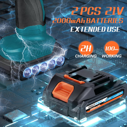 Cordless Car Buffer Polisher w/ 2x2000mAh 21V Batteries, 6 Inch Car buffer Waxer Kit, Car Polishing Machine w/ Extra 18 PCS Attachments & 6 Variable Speed, Car Buffer Polisher for Car Detailing
