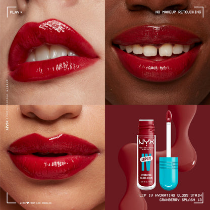 NYX PROFESSIONAL MAKEUP Lip IV Hydrating Glossy Lip Stain with 12HR Hydration - Drippin In Rose (Pink)