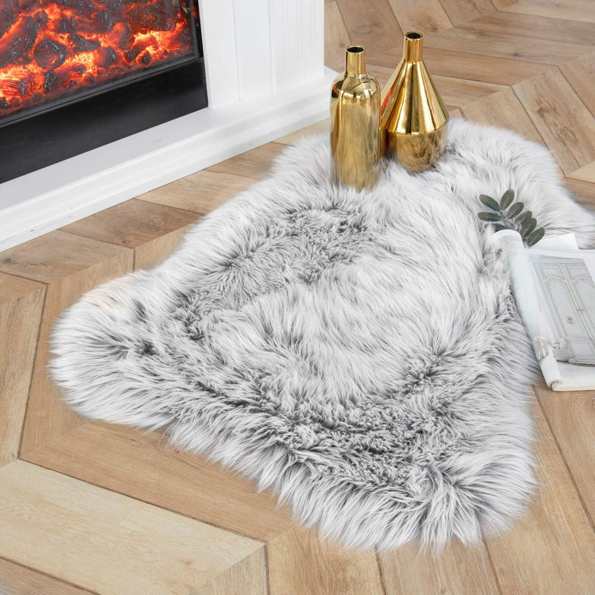 Ashler faux fur rug, Fluffy Shaggy Area Rug Ultra Soft 2 x 3 Feet Sheepskin Fur Rug, Navy Blue Fuzzy Rug Machine Washable Shag Rug, Nursery Decor Throw Rugs for Bedroom, kids room, Living Room