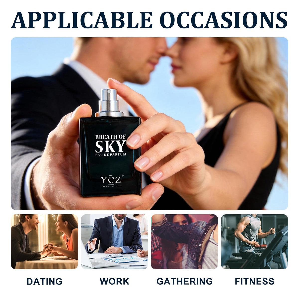 Ycz Midnight Marine Eau de Parfum for Men, 1.7 Fl Oz (50 mL), Long-Lasting Cologne, Fresh Marine & Woody Fragrance with Grapefruit, Ginger and Cedar Notes for Daily Wear, Date Night and Gifts
