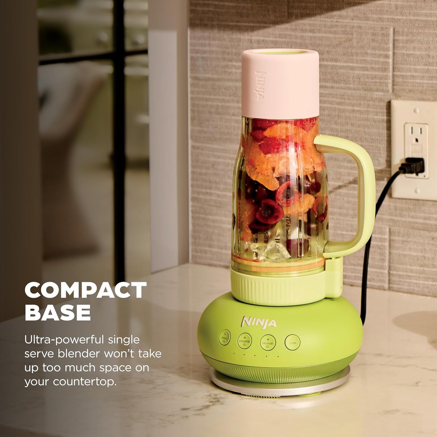 Ninja BlendBOSS | Personal Smoothie Blender & Tumbler | 26oz Travel Tumbler w/Leakproof Lid & Intergrated Chug Spout | AutoIQ Technololgy | 1200 Peak Watt | Watermelon Bubblegum | DB301GNBRN | (NEW)