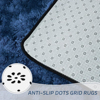 duduta Navy Blue Fluffy Plush Runner Rugs 2x6 ft Tie Dye Rectangle Shag Rug for Bedroom Dorm Living Room Kids Room, Machine Washable Anti-Slip