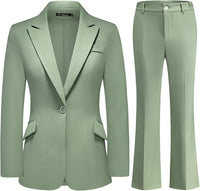 Women's Suit 2 Piece Set Pinstripe Blazer and Bootcut Dressy Pants Set for Work Office Business Outfits