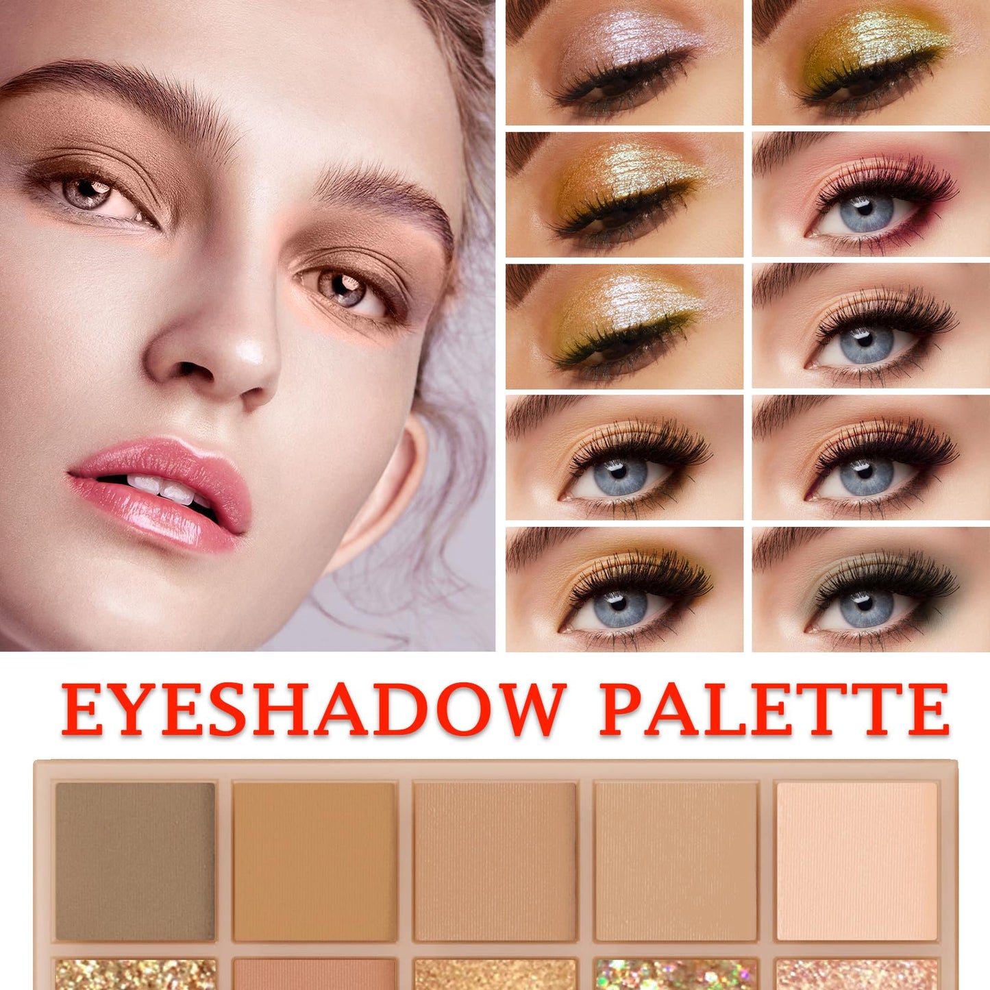 LZYLLS 12 Shades Nude Matte Eyeshadow Palette,Shimmer Naked Eyeshadow Palette,Eye Shadow Palette Natural Flash Waterproof Durable Smoked Professional Makeup Palette With Brush(Matte)