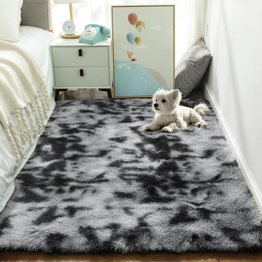 Ophanie Area Rugs for Living Room Bedroom, Upgrade Non-Slip Fluffy Soft Grey Shag Carpet, Indoor Floor Gray 4x6 Fuzzy Shaggy Living Room Plush Rug for Kids Home Dorm Decor Aesthetic