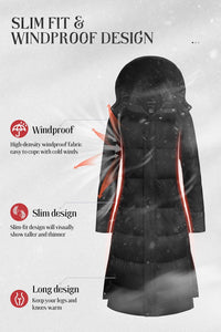 Chrisuno Women's Long Winter Coat Warm Windproof Quilted Puffer Jacket Thicken Puffy Parka With Hood