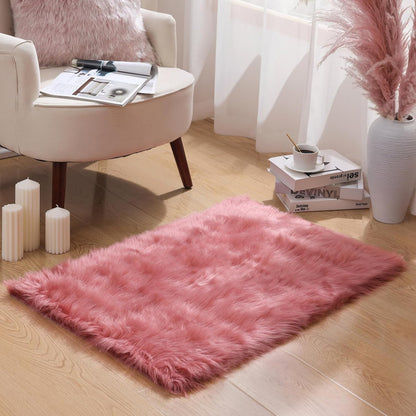 Ashler faux fur rug, Fluffy Shaggy Area Rug Ultra Soft 2 x 3 Feet Sheepskin Fur Rug, Navy Blue Fuzzy Rug Machine Washable Shag Rug, Nursery Decor Throw Rugs for Bedroom, kids room, Living Room