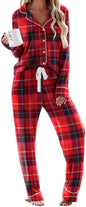 Ekouaer Women's Pajamas Long Sleeve Sleepwear Casual Button Down Loungewear Soft Pjs Set S-XXL