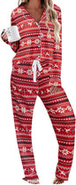 Ekouaer Women's Pajamas Long Sleeve Sleepwear Casual Button Down Loungewear Soft Pjs Set S-XXL