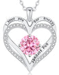 Personalized Double Heart Birthstone Necklace for Women – Sterling Silver Gift