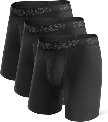 DAVID ARCHY Mens Underwear Boxer Briefs Breathable Soft Moisture-Wicking with Fly Underwear for Men Multipack