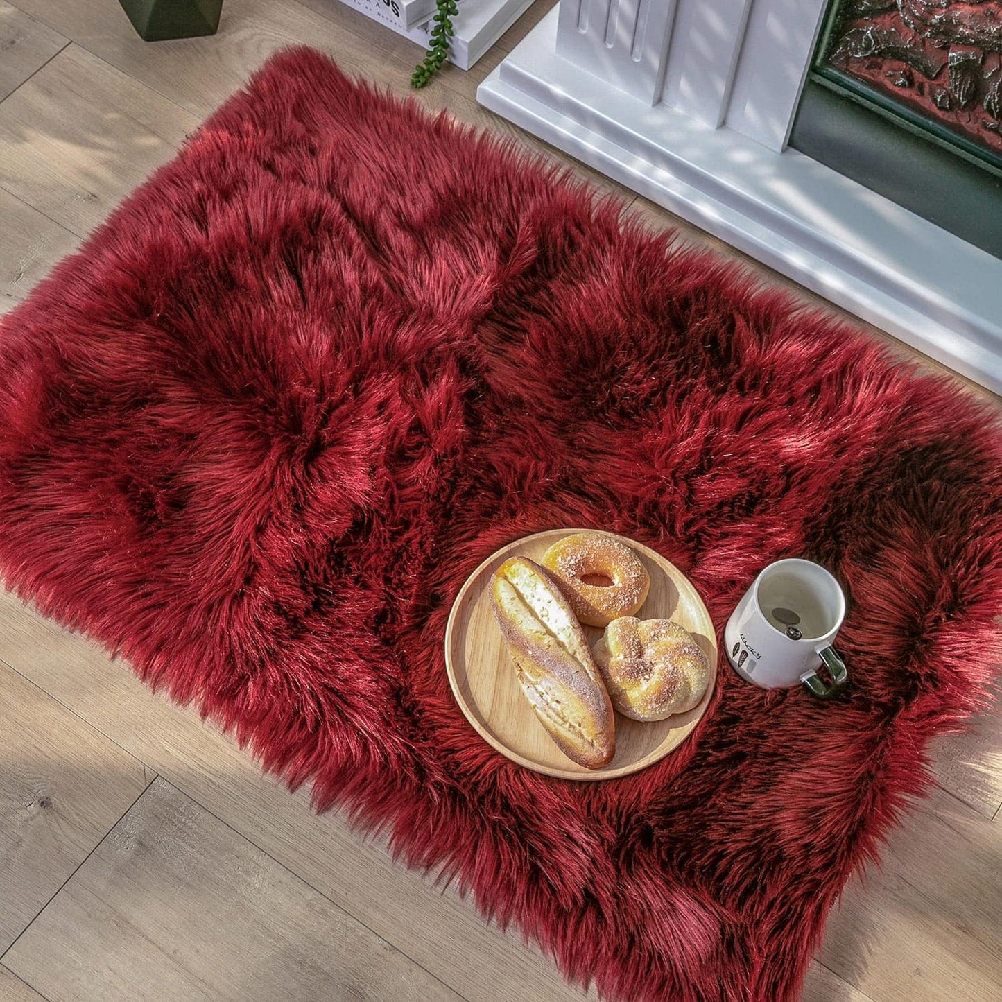 Ashler Faux Fur Rug, Fluffy White Small Sheepskin Rug, Ultra Soft 2x3 Ft Mat, Machine Washable Shag Mats, Nursery Throw for Bed, Living, Kids Room