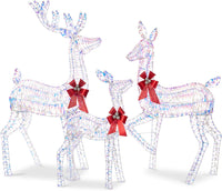 Best Choice Products 3-Piece Large Lighted Christmas Deer Family Set 5Ft Outdoor Yard Decoration with 360 LED Lights, Stakes, Zip Ties - White