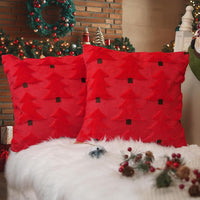 GEEORY Christmas Pillow Covers 18x18 Inch Set of 2, Christmas Decorations Xmas Tree Soft Plush Fluffy Faux Fur Decorative Throw Pillows Rustic Winter Decor Cushion Case Beige Brown GC034-18