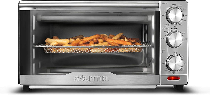 Gourmia Toaster Oven Air Fryer Combo 17 cooking presets 1700W french door digital air fryer oven 24L capacity accessories, convection rack, baking pan tray recipe book GTF7460,Large,Black