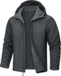 7DAY'S Men's Softshell Jacket with Hood Waterproof Tactical Fleece Coat Winter Windbreaker Lightweight Rain Jackets