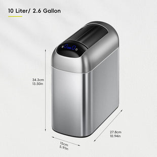 EKO Astro Slim Sensor Trash Can, 10L / 2.6 Gallon Touchless Garbage Bin with Soft-Close Butterfly Lid, Motion Sensor Stainless Steel Trash Can for Bathroom, Kitchen and Office, Waterproof