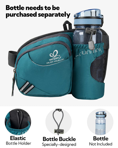 WATERFLY Fanny Pack Waist Bag: Waist Pack for Women Men with Water Bottle Holder Hiking Fanny Pack for Running Walking DogWalking Travel Cycling