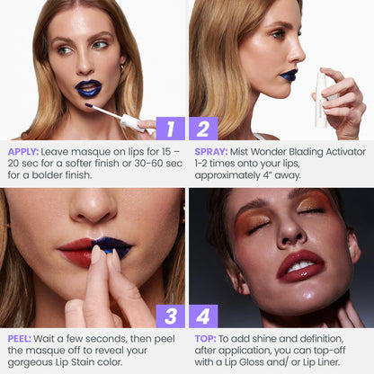 Wonderskin Wonder Blading All Day Lip Stain Peel Off Masque - Long Lasting, Waterproof and Transfer Proof Pink Lip Tint, Matte Finish Peel Off Makeup (Beautiful Masque)