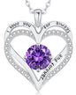 Personalized Double Heart Birthstone Necklace for Women – Sterling Silver Gift