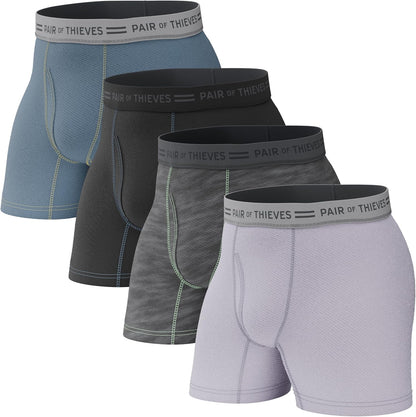 Pair of Thieves Men's Underwear Boxer Briefs - Soft Cotton Boxer Briefs for Men Pack - 4 Pack Tagless Mens Underwear