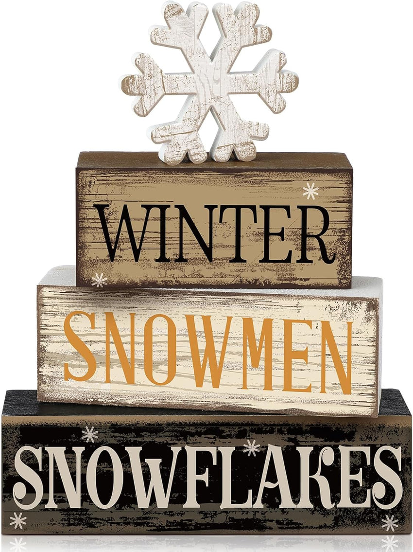 4 Pcs Christmas Table Decor Wooden Hot Cocoa Decoration Christmas Centerpiece Winter Tiered Tray Decor Decorative Red Hot Cocoa Block Signs Gift Farmhouse Xmas Decoration for Home Kitchen