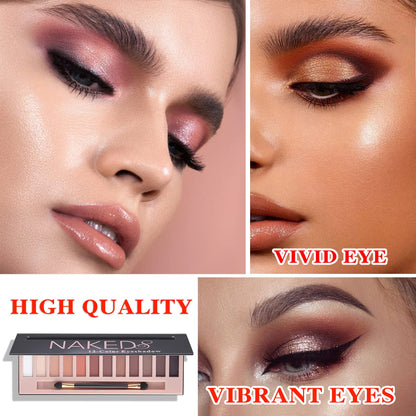 LZYLLS 12 Shades Nude Matte Eyeshadow Palette,Shimmer Naked Eyeshadow Palette,Eye Shadow Palette Natural Flash Waterproof Durable Smoked Professional Makeup Palette With Brush(Matte)