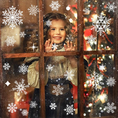 438Pcs Snowflake Window Cling Stickers for Christmas Decorations, 10 Sheets Christmas Window Clings of Different Shapes Xmas Decals for Glass Home Decor Indoor and Outdoor Party Supplies