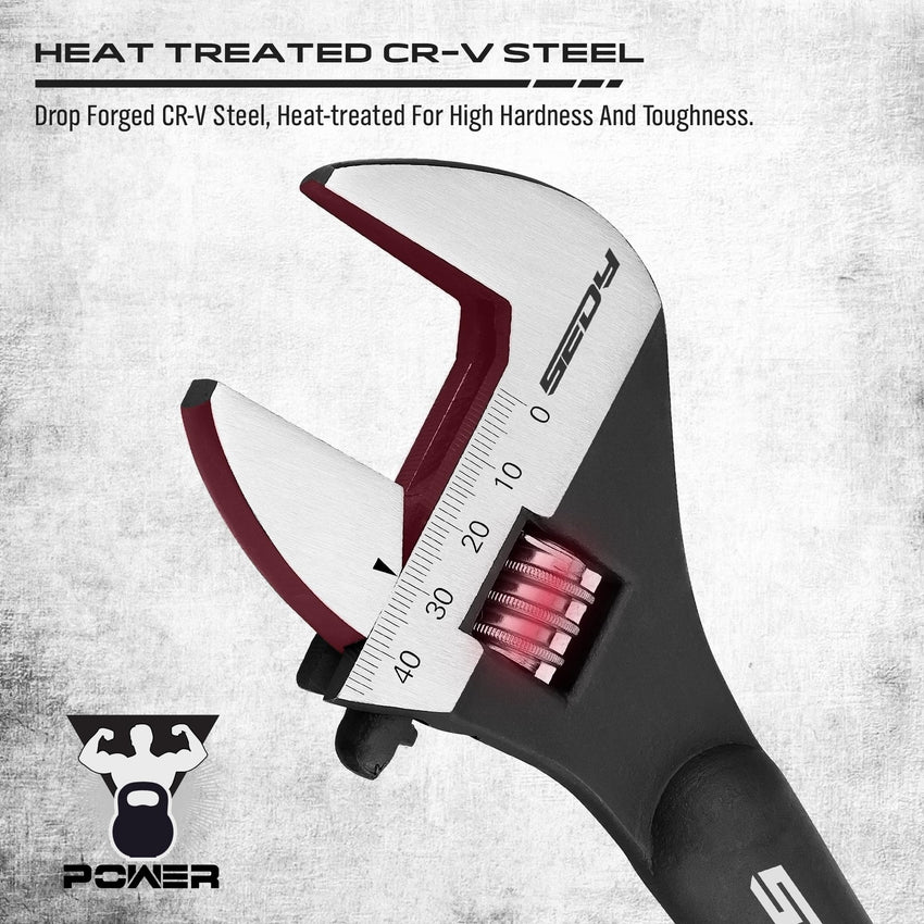 Adjustable Wrench Set Wrenches Sets: 4-Piece 6, 8, 10, 12 Inch Chrome Vanadium Steel Corrosion-Resistant Black Oxide Finish for Automotive Plumbing and Household Repairs