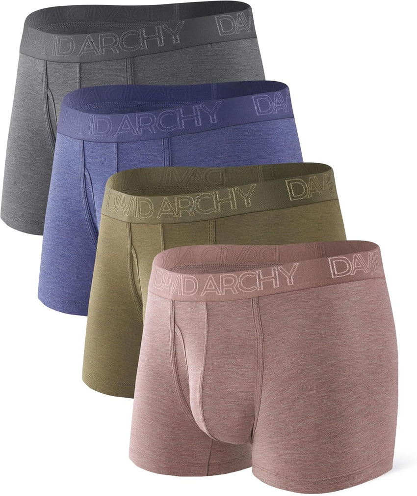 DAVID ARCHY Mens Underwear Boxer Briefs Breathable Soft Moisture-Wicking with Fly Underwear for Men Multipack