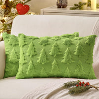 MIULEE Christmas Throw Pillow Covers Dark Green Christmas Decorations Set of 2 Xmas Tree 18x18 Pillow Covers Soft Plush Faux Wool Pillowcases Holiday Festivals Winter Home Decor Sofa Couch Bed Porch