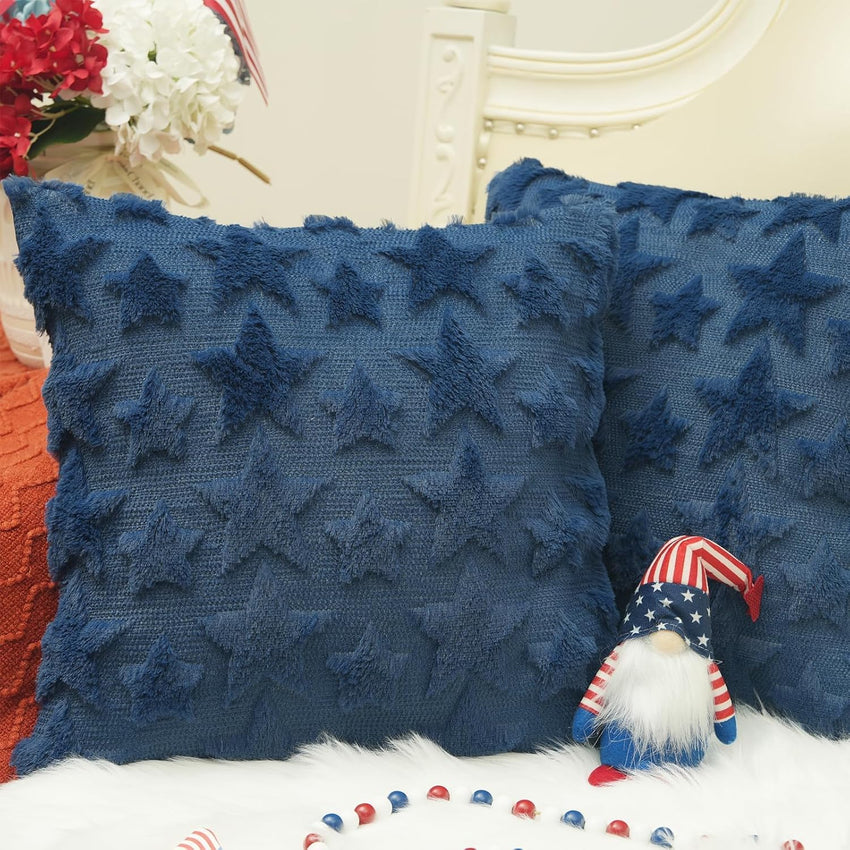 GEEORY Christmas Pillow Covers 18x18 Inch Set of 2, Christmas Decorations Xmas Tree Soft Plush Fluffy Faux Fur Decorative Throw Pillows Rustic Winter Decor Cushion Case Beige Brown GC034-18