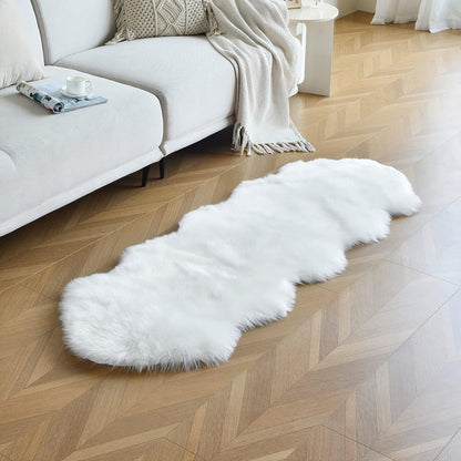 duduta Navy Blue Faux Sheepskin Throw Rug 2x3 ft, Fluffy Shag Fur Chair Cover Small Bedside Dorm Rug Non Slip Machine Washable