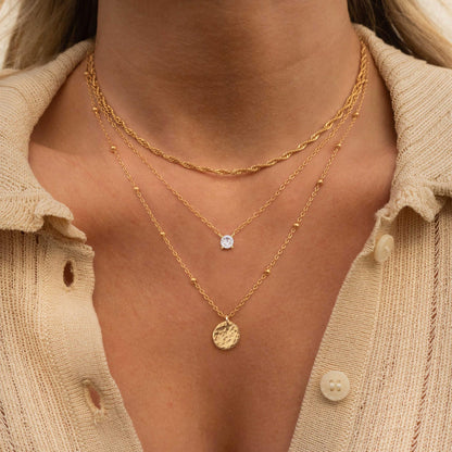 Layered Necklaces for Women, Dainty 14K Gold Plated Circle Peadant Chain Necklace Set Simple Paperclip Stacked Necklaces for Women Trendy Gold Jewelry