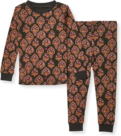 Burt's Bees Baby Girls' Pajamas, 2-Piece Long Sleeve Tee and Pants Organic Cotton PJ Set