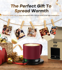 Heated Coffee Mug Rechargeable - Temperature Control Self Heating Coffee Mug 14oz with Lid, Double Sided & Real-Time LED Display, Hot up to 150℉, Birthday Gifts for Women and Men(Red)