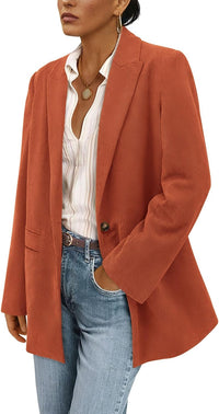PRETTYGARDEN Women's Winter Corduroy Blazers Jackets Dressy Casual Ribbed Long Sleeve Lapel Fashion Work Business Outerwear