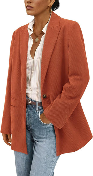 PRETTYGARDEN Women's Winter Corduroy Blazers Jackets Dressy Casual Ribbed Long Sleeve Lapel Fashion Work Business Outerwear