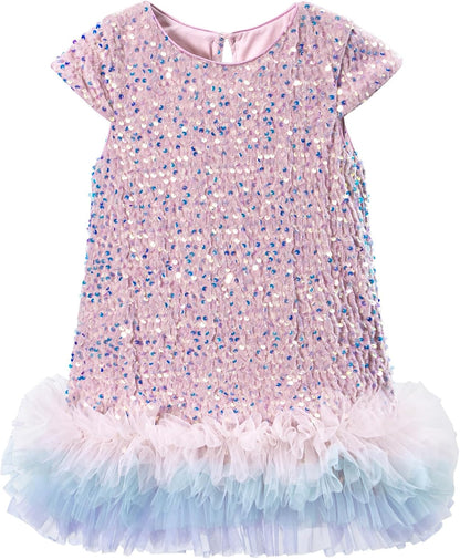 Tutu.kk Toddler Girls Sequin Dress A-Line Sparkly Sleeveless Wedding Gown Party Dresses for Girls