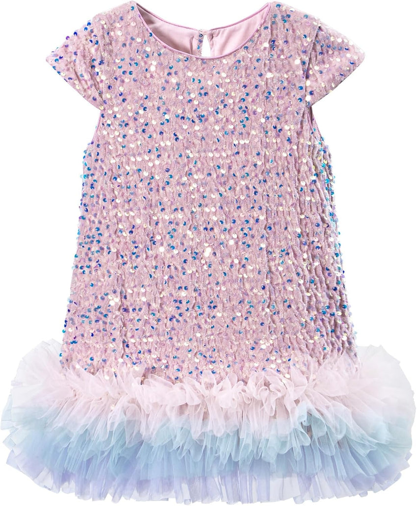 Tutu.kk Toddler Girls Sequin Dress A-Line Sparkly Sleeveless Wedding Gown Party Dresses for Girls