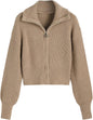 CIDER Zip Up Cardigans for Women Fall Trendy Long Sleeve Chunky Cardigan Knit Open Front Collared Zipper Cardigan