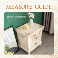Lace Small Square Tablecloth Embroidered Farmhouse Table Cloth with Macrame Border Side Table Cover for Dresser Beside Table Nightstand Stone 24x24 inch