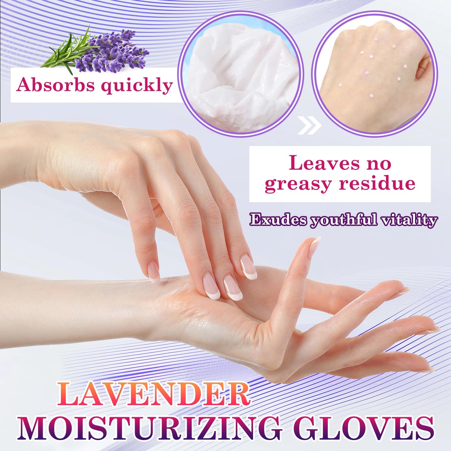 LZYLLS 6 Pairs Hand Masks Moisturizing Gloves, Hydrating Hand Mask Moisturizer Gloves Care for Dry Cracked Hands, Smooth Long Lasting Soft Firming Hand Mask Gift Set for Men Women（A