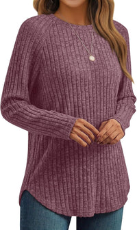 7DAY'S Womens Long Sleeve Shirts Fall Fashion Tops 2025 Crewneck Dressy Sweaters Tunic Winter Clothes Casual Outfits