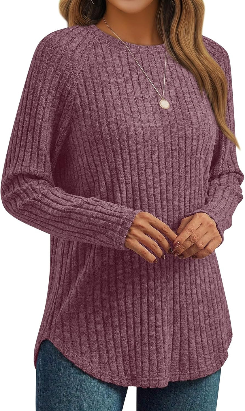 7DAY'S Womens Long Sleeve Shirts Fall Fashion Tops 2025 Crewneck Dressy Sweaters Tunic Winter Clothes Casual Outfits