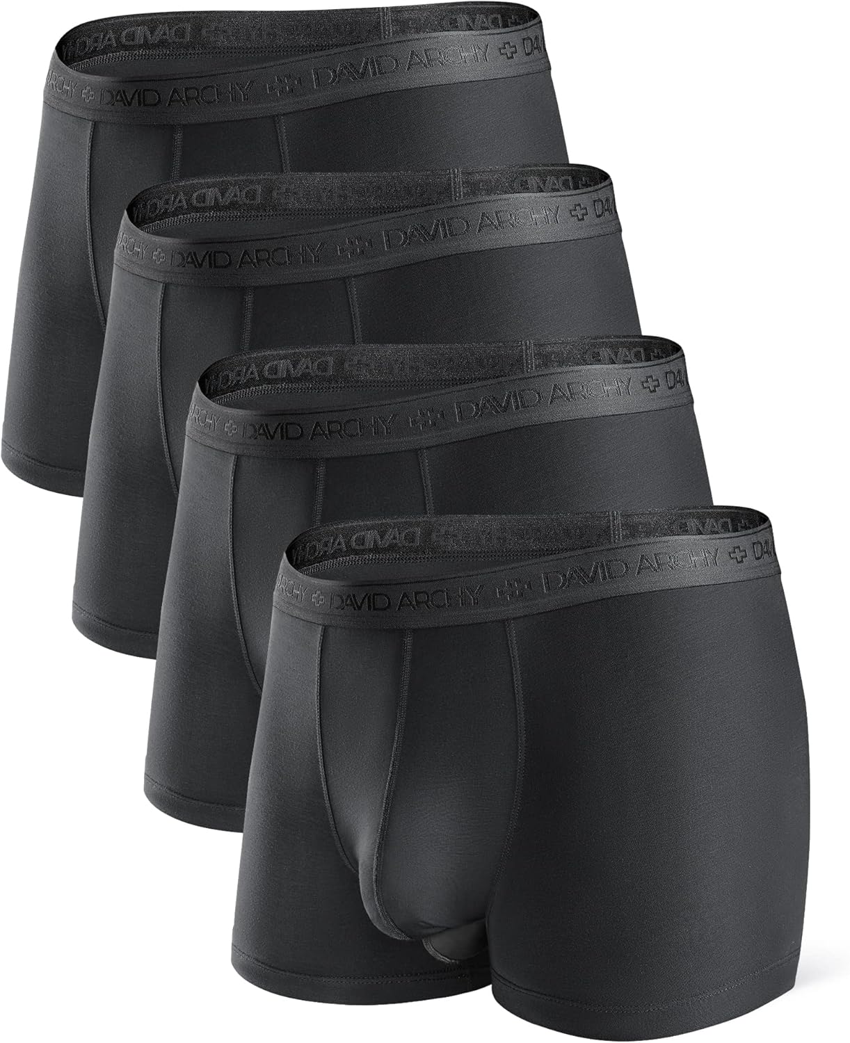 DAVID ARCHY Men's Underwear Ultra Soft Modal Dual Pouch Trunks Ball Pouch Bulge Enhancing Boxer Briefs for Men 3 or 4 Pack