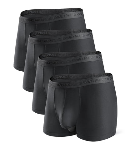DAVID ARCHY Men's Underwear Modal Boxer Briefs Trunks Multi-Pack | Dual Pouch with Fly, Ultra Soft Second Skin Feel, Breathable Stretch Spandex, Anti Chafing, Daily Lounging Work Travel
